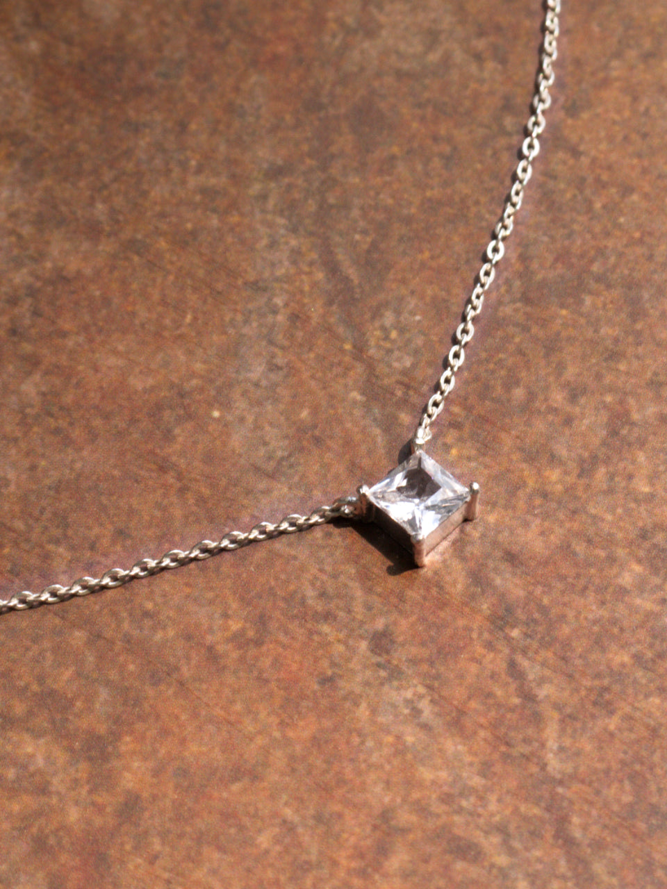 Square White Topaz Necklace